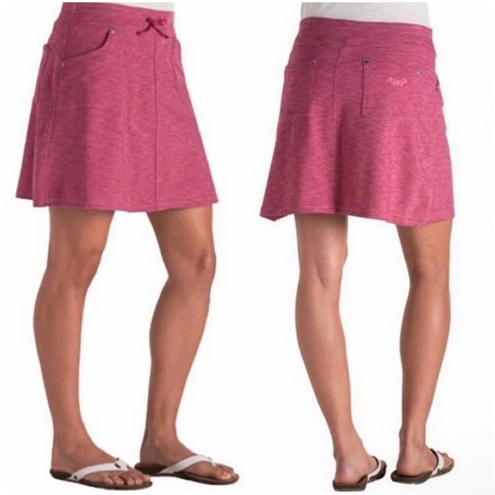 Kuhl Mova Cargo Hiking Skort Skirt Marled Berry Red Knit Pull-On Stretch